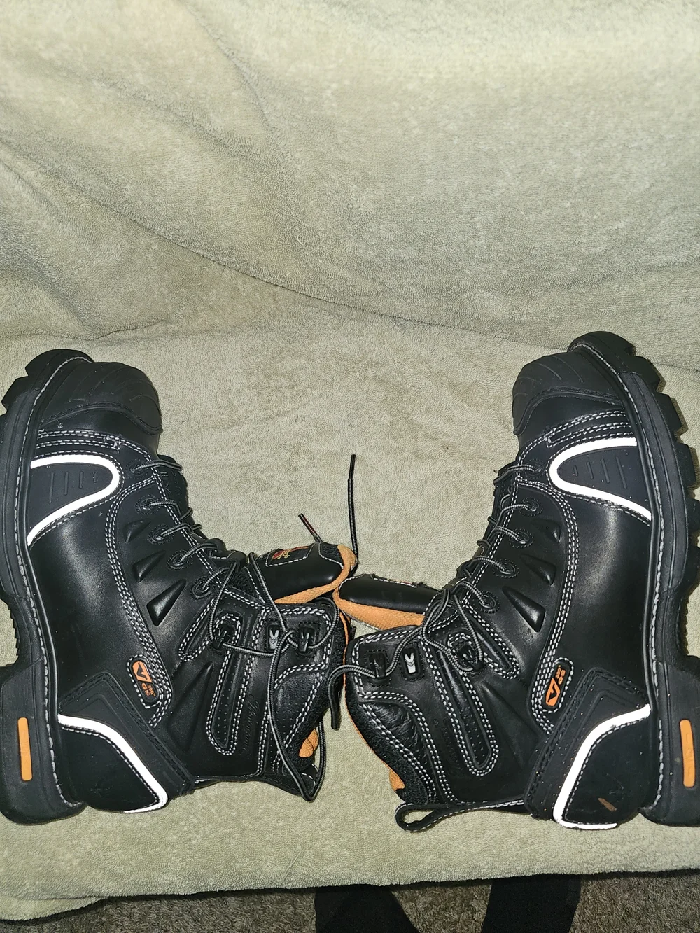 Throggood Black and Orange Safety Work Boots for Men
